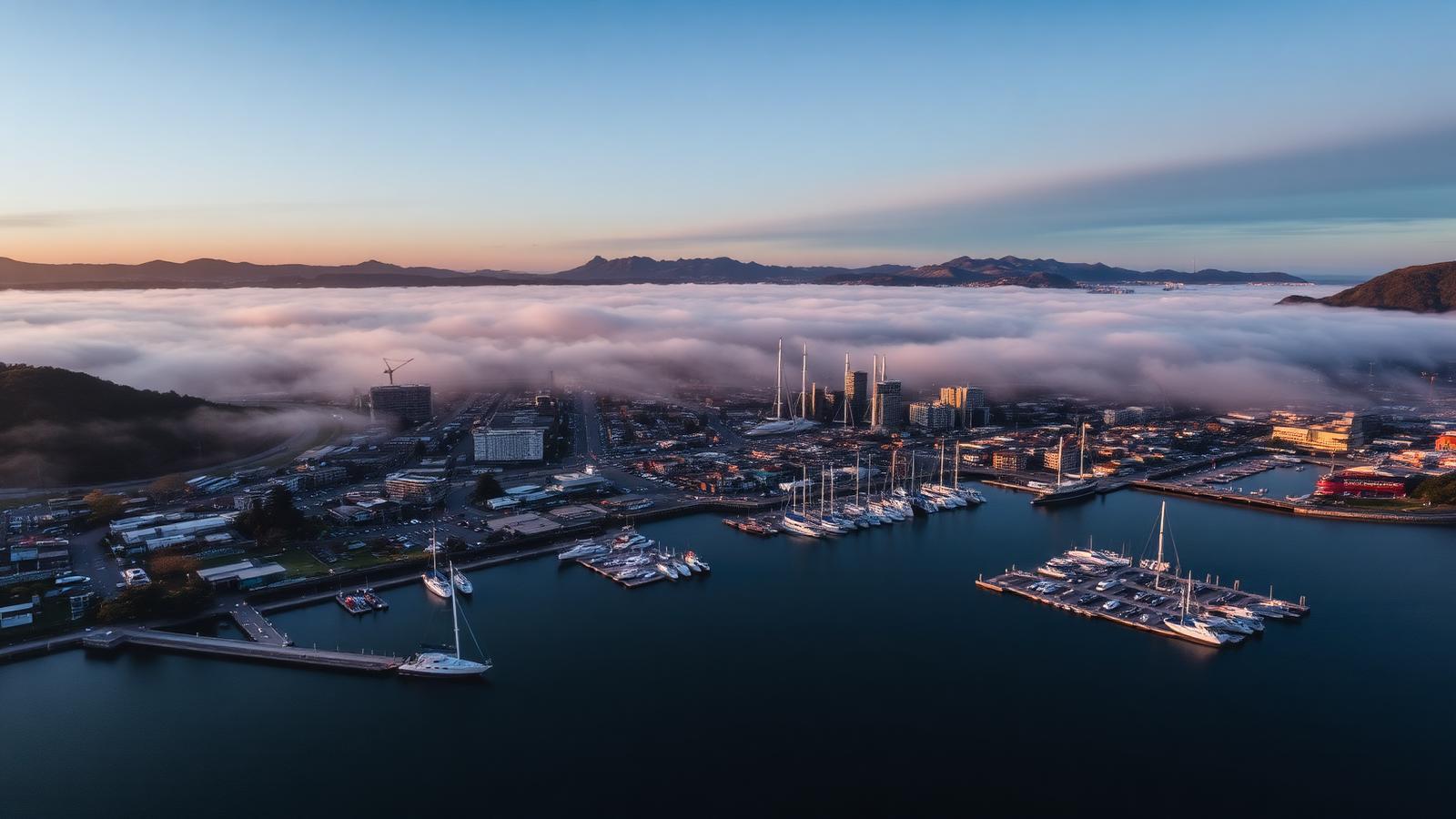 Wellington harbour at golden hour